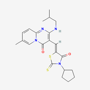 molecular formula C22H26N4O2S2 B11129466 3-[(Z)-(3-cyclopentyl-4-oxo-2-thioxo-1,3-thiazolidin-5-ylidene)methyl]-7-methyl-2-[(2-methylpropyl)amino]-4H-pyrido[1,2-a]pyrimidin-4-one 