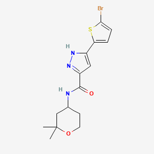 molecular formula C15H18BrN3O2S B11129501 5-(5-bromo-2-thienyl)-N~3~-(2,2-dimethyltetrahydro-2H-pyran-4-yl)-1H-pyrazole-3-carboxamide 