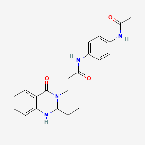 molecular formula C22H26N4O3 B11129536 N-[4-(acetylamino)phenyl]-3-[2-isopropyl-4-oxo-1,4-dihydro-3(2H)-quinazolinyl]propanamide 