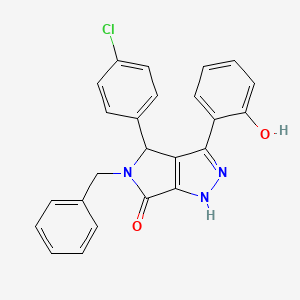 molecular formula C24H18ClN3O2 B11129544 5-benzyl-4-(4-chlorophenyl)-3-(2-hydroxyphenyl)-4,5-dihydropyrrolo[3,4-c]pyrazol-6(1H)-one 