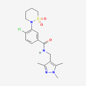 4-chloro-3-(1,1-dioxido-1,2-thiazinan-2-yl)-N-[(1,3,5-trimethyl-1H-pyrazol-4-yl)methyl]benzamide