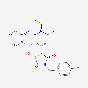 molecular formula C26H28N4O2S2 B11129550 2-(dipropylamino)-3-{(Z)-[3-(4-methylbenzyl)-4-oxo-2-thioxo-1,3-thiazolidin-5-ylidene]methyl}-4H-pyrido[1,2-a]pyrimidin-4-one 