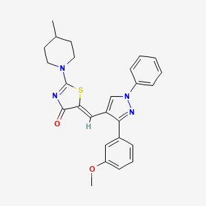 5-{(Z)-1-[3-(3-methoxyphenyl)-1-phenyl-1H-pyrazol-4-yl]methylidene}-2-(4-methylpiperidino)-1,3-thiazol-4-one