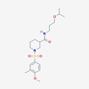 molecular formula C20H32N2O5S B11129574 1-[(4-methoxy-3-methylphenyl)sulfonyl]-N-[3-(propan-2-yloxy)propyl]piperidine-3-carboxamide 