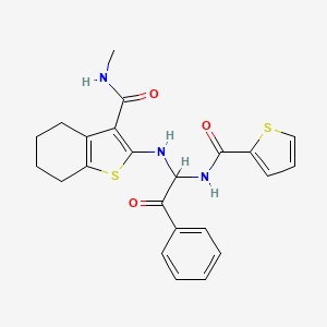 molecular formula C23H23N3O3S2 B11129582 N-methyl-2-({2-oxo-2-phenyl-1-[(thiophen-2-ylcarbonyl)amino]ethyl}amino)-4,5,6,7-tetrahydro-1-benzothiophene-3-carboxamide 