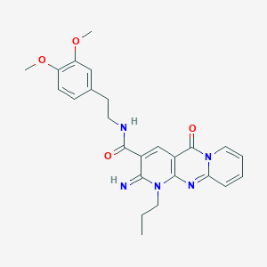 N-[2-(3,4-dimethoxyphenyl)ethyl]-6-imino-2-oxo-7-propyl-1,7,9-triazatricyclo[8.4.0.03,8]tetradeca-3(8),4,9,11,13-pentaene-5-carboxamide