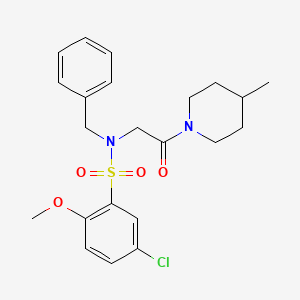 molecular formula C22H27ClN2O4S B11129635 N-benzyl-5-chloro-2-methoxy-N-[2-(4-methylpiperidin-1-yl)-2-oxoethyl]benzenesulfonamide 