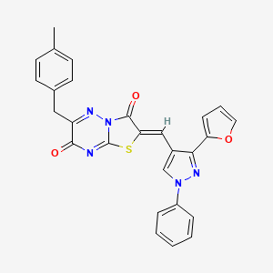 (2Z)-2-{[3-(furan-2-yl)-1-phenyl-1H-pyrazol-4-yl]methylidene}-6-(4-methylbenzyl)-7H-[1,3]thiazolo[3,2-b][1,2,4]triazine-3,7(2H)-dione