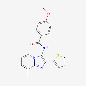 4-methoxy-N-[8-methyl-2-(thiophen-2-yl)imidazo[1,2-a]pyridin-3-yl]benzamide