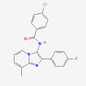 molecular formula C21H15ClFN3O B11129765 4-chloro-N-[2-(4-fluorophenyl)-8-methylimidazo[1,2-a]pyridin-3-yl]benzamide 