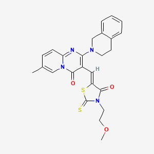 molecular formula C25H24N4O3S2 B11129810 2-(3,4-dihydroisoquinolin-2(1H)-yl)-3-{(Z)-[3-(2-methoxyethyl)-4-oxo-2-thioxo-1,3-thiazolidin-5-ylidene]methyl}-7-methyl-4H-pyrido[1,2-a]pyrimidin-4-one 