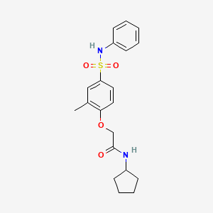 molecular formula C20H24N2O4S B11129832 N-cyclopentyl-2-[2-methyl-4-(phenylsulfamoyl)phenoxy]acetamide 