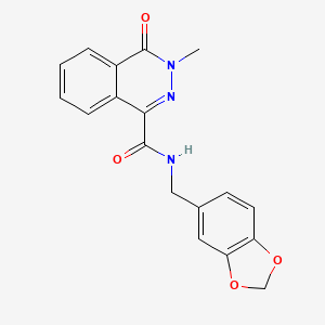 molecular formula C18H15N3O4 B11129836 N-(1,3-benzodioxol-5-ylmethyl)-3-methyl-4-oxo-3,4-dihydro-1-phthalazinecarboxamide 