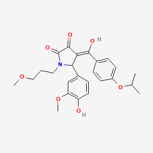 molecular formula C25H29NO7 B11129870 3-hydroxy-5-(4-hydroxy-3-methoxyphenyl)-1-(3-methoxypropyl)-4-{[4-(propan-2-yloxy)phenyl]carbonyl}-1,5-dihydro-2H-pyrrol-2-one 