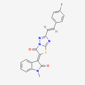 (3Z)-3-{2-[(E)-2-(4-fluorophenyl)ethenyl]-6-oxo[1,3]thiazolo[3,2-b][1,2,4]triazol-5(6H)-ylidene}-1-methyl-1,3-dihydro-2H-indol-2-one