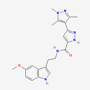 molecular formula C21H24N6O2 B11129911 N-[2-(5-methoxy-1H-indol-3-yl)ethyl]-1',3',5'-trimethyl-1'H,2H-3,4'-bipyrazole-5-carboxamide 