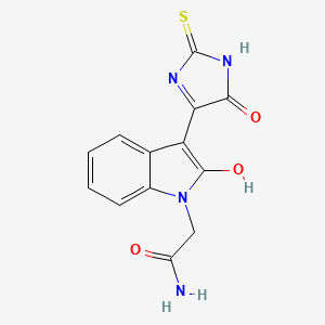 molecular formula C13H10N4O3S B11129931 2-[(3Z)-2-oxo-3-(5-oxo-2-thioxoimidazolidin-4-ylidene)-2,3-dihydro-1H-indol-1-yl]acetamide 