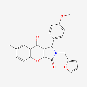 molecular formula C24H19NO5 B11129934 2-(Furan-2-ylmethyl)-1-(4-methoxyphenyl)-7-methyl-1,2-dihydrochromeno[2,3-c]pyrrole-3,9-dione 