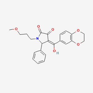 molecular formula C23H23NO6 B11129941 4-(2,3-dihydro-1,4-benzodioxine-6-carbonyl)-3-hydroxy-1-(3-methoxypropyl)-5-phenyl-2,5-dihydro-1H-pyrrol-2-one 