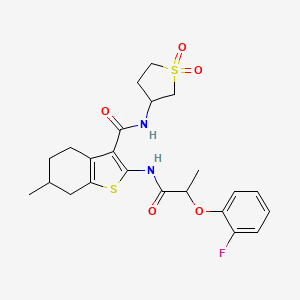 molecular formula C23H27FN2O5S2 B11129951 N-(1,1-dioxidotetrahydrothiophen-3-yl)-2-{[2-(2-fluorophenoxy)propanoyl]amino}-6-methyl-4,5,6,7-tetrahydro-1-benzothiophene-3-carboxamide 