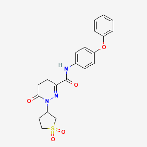 molecular formula C21H21N3O5S B11129955 1-(1,1-dioxidotetrahydrothiophen-3-yl)-6-oxo-N-(4-phenoxyphenyl)-1,4,5,6-tetrahydropyridazine-3-carboxamide 