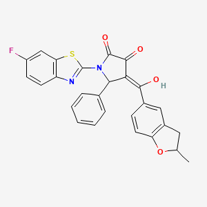 molecular formula C27H19FN2O4S B11129963 1-(6-fluoro-1,3-benzothiazol-2-yl)-3-hydroxy-4-[(2-methyl-2,3-dihydro-1-benzofuran-5-yl)carbonyl]-5-phenyl-1,5-dihydro-2H-pyrrol-2-one 