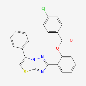 molecular formula C23H14ClN3O2S B11129987 2-{6-Phenyl-[1,2,4]triazolo[3,2-b][1,3]thiazol-2-yl}phenyl 4-chlorobenzoate 