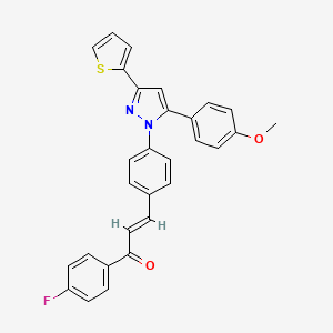 molecular formula C29H21FN2O2S B11130021 (2E)-1-(4-fluorophenyl)-3-{4-[5-(4-methoxyphenyl)-3-(thiophen-2-yl)-1H-pyrazol-1-yl]phenyl}prop-2-en-1-one 