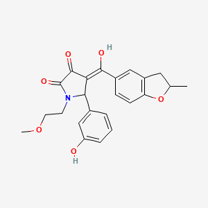 molecular formula C23H23NO6 B11130037 3-hydroxy-5-(3-hydroxyphenyl)-1-(2-methoxyethyl)-4-[(2-methyl-2,3-dihydro-1-benzofuran-5-yl)carbonyl]-1,5-dihydro-2H-pyrrol-2-one 