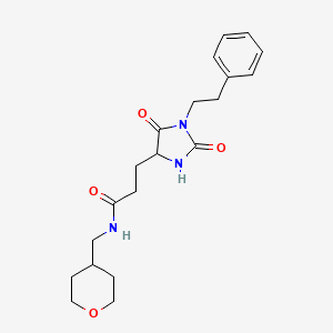 molecular formula C20H27N3O4 B11130041 3-[2,5-dioxo-1-(2-phenylethyl)imidazolidin-4-yl]-N-(tetrahydro-2H-pyran-4-ylmethyl)propanamide 