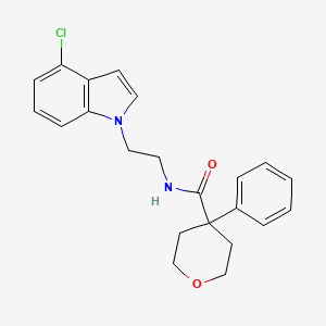 molecular formula C22H23ClN2O2 B11130045 N-[2-(4-chloro-1H-indol-1-yl)ethyl]-4-phenyltetrahydro-2H-pyran-4-carboxamide 