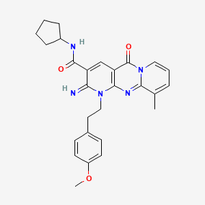 N-cyclopentyl-6-imino-7-[2-(4-methoxyphenyl)ethyl]-11-methyl-2-oxo-1,7,9-triazatricyclo[8.4.0.03,8]tetradeca-3(8),4,9,11,13-pentaene-5-carboxamide