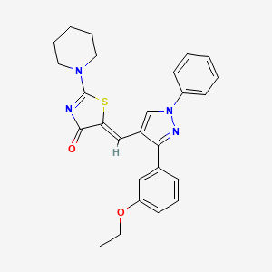 molecular formula C26H26N4O2S B11130109 5-{(Z)-1-[3-(3-ethoxyphenyl)-1-phenyl-1H-pyrazol-4-yl]methylidene}-2-piperidino-1,3-thiazol-4-one 