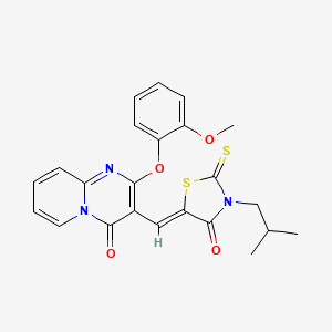 molecular formula C23H21N3O4S2 B11130124 2-(2-methoxyphenoxy)-3-{(Z)-[3-(2-methylpropyl)-4-oxo-2-thioxo-1,3-thiazolidin-5-ylidene]methyl}-4H-pyrido[1,2-a]pyrimidin-4-one 