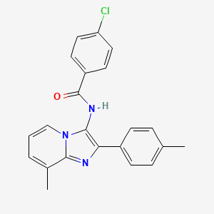 4-chloro-N-[8-methyl-2-(4-methylphenyl)imidazo[1,2-a]pyridin-3-yl]benzamide