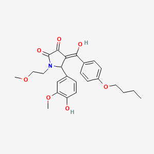 molecular formula C25H29NO7 B11130252 4-[(4-butoxyphenyl)carbonyl]-3-hydroxy-5-(4-hydroxy-3-methoxyphenyl)-1-(2-methoxyethyl)-1,5-dihydro-2H-pyrrol-2-one 