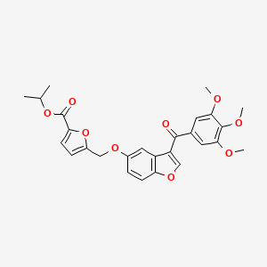 molecular formula C27H26O9 B11130270 Propan-2-yl 5-[({3-[(3,4,5-trimethoxyphenyl)carbonyl]-1-benzofuran-5-yl}oxy)methyl]furan-2-carboxylate 