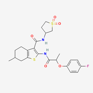 molecular formula C23H27FN2O5S2 B11130324 N-(1,1-dioxidotetrahydrothiophen-3-yl)-2-{[2-(4-fluorophenoxy)propanoyl]amino}-6-methyl-4,5,6,7-tetrahydro-1-benzothiophene-3-carboxamide 