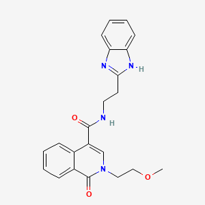 molecular formula C22H22N4O3 B11130421 N-[2-(1H-1,3-benzimidazol-2-yl)ethyl]-2-(2-methoxyethyl)-1-oxo-1,2-dihydro-4-isoquinolinecarboxamide 