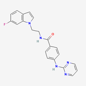 molecular formula C21H18FN5O B11130427 N-[2-(6-fluoro-1H-indol-1-yl)ethyl]-4-(2-pyrimidinylamino)benzamide 