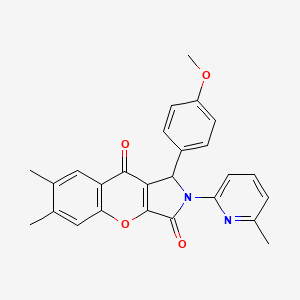 molecular formula C26H22N2O4 B11130453 1-(4-Methoxyphenyl)-6,7-dimethyl-2-(6-methylpyridin-2-yl)-1,2-dihydrochromeno[2,3-c]pyrrole-3,9-dione 