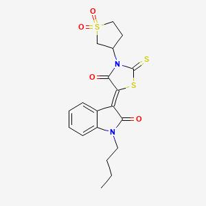 (3Z)-1-butyl-3-[3-(1,1-dioxidotetrahydrothiophen-3-yl)-4-oxo-2-thioxo-1,3-thiazolidin-5-ylidene]-1,3-dihydro-2H-indol-2-one