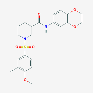 molecular formula C22H26N2O6S B11130492 N-(2,3-dihydro-1,4-benzodioxin-6-yl)-1-[(4-methoxy-3-methylphenyl)sulfonyl]piperidine-3-carboxamide 