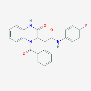 N-(4-fluorophenyl)-2-[3-oxo-1-(phenylcarbonyl)-1,2,3,4-tetrahydroquinoxalin-2-yl]acetamide