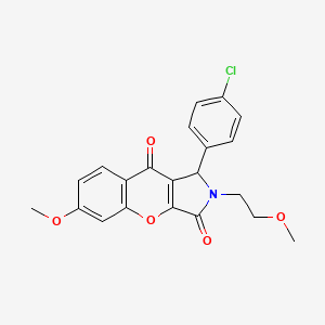 molecular formula C21H18ClNO5 B11130514 1-(4-Chlorophenyl)-6-methoxy-2-(2-methoxyethyl)-1,2-dihydrochromeno[2,3-c]pyrrole-3,9-dione 