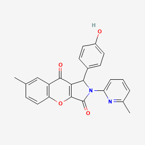 molecular formula C24H18N2O4 B11130521 1-(4-Hydroxyphenyl)-7-methyl-2-(6-methylpyridin-2-yl)-1,2-dihydrochromeno[2,3-c]pyrrole-3,9-dione 