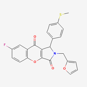 molecular formula C23H16FNO4S B11130588 7-Fluoro-2-(furan-2-ylmethyl)-1-[4-(methylsulfanyl)phenyl]-1,2-dihydrochromeno[2,3-c]pyrrole-3,9-dione 