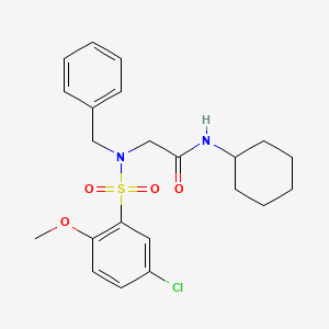 molecular formula C22H27ClN2O4S B11130607 N~2~-benzyl-N~2~-[(5-chloro-2-methoxyphenyl)sulfonyl]-N-cyclohexylglycinamide 