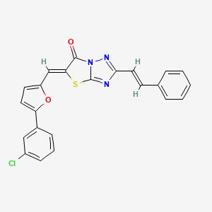 molecular formula C23H14ClN3O2S B11130618 (5Z)-5-{[5-(3-chlorophenyl)furan-2-yl]methylidene}-2-[(E)-2-phenylethenyl][1,3]thiazolo[3,2-b][1,2,4]triazol-6(5H)-one 