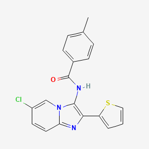 molecular formula C19H14ClN3OS B11130661 N-[6-chloro-2-(thiophen-2-yl)imidazo[1,2-a]pyridin-3-yl]-4-methylbenzamide 